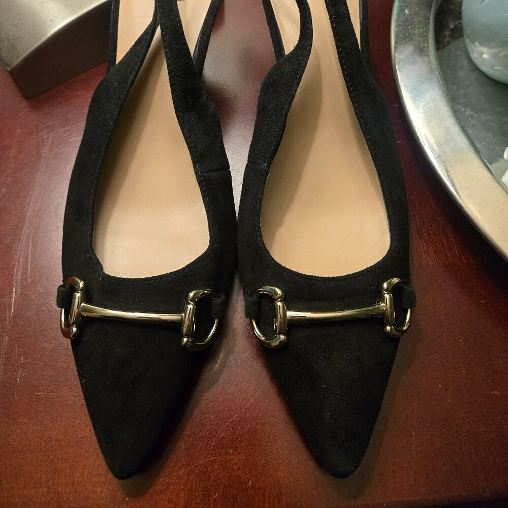 INC International Concepts Black Suede Slingback Heels – Size 9M – Never Worn 🖤 - Picture 2 of 5